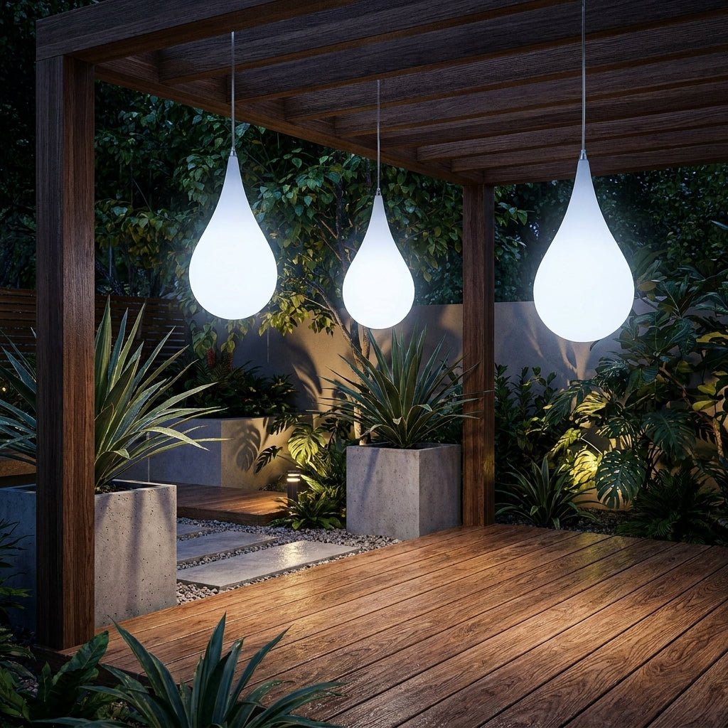 Lampada a sospensione da esterno con design a goccia d'acqua