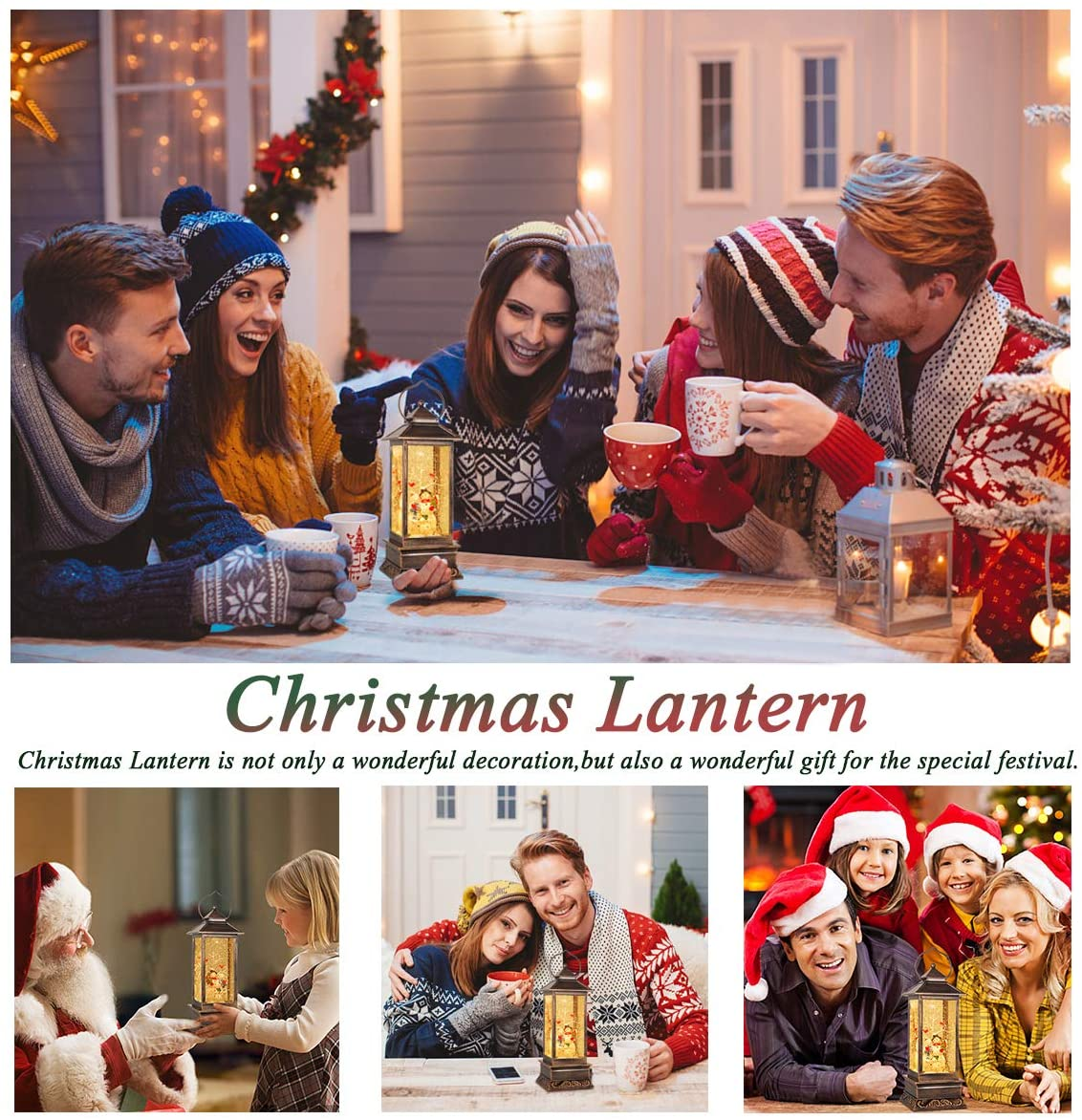 Lanterna di Natale rotante illuminata a LED