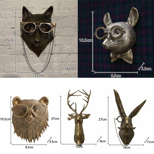 Decorazione murale unica a forma di testa di animale per la casa