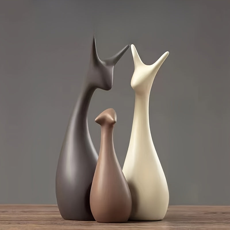 Set di Sculture in Ceramica a Forma di Cervo – Decorazione di Lusso per Soggiorno e Ufficio