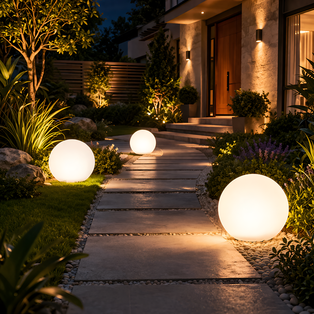 Owen - Lampada da giardino a LED a forma di sfera, impermeabile