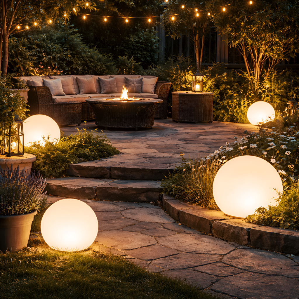 Owen - Lampada da giardino a LED a forma di sfera, impermeabile
