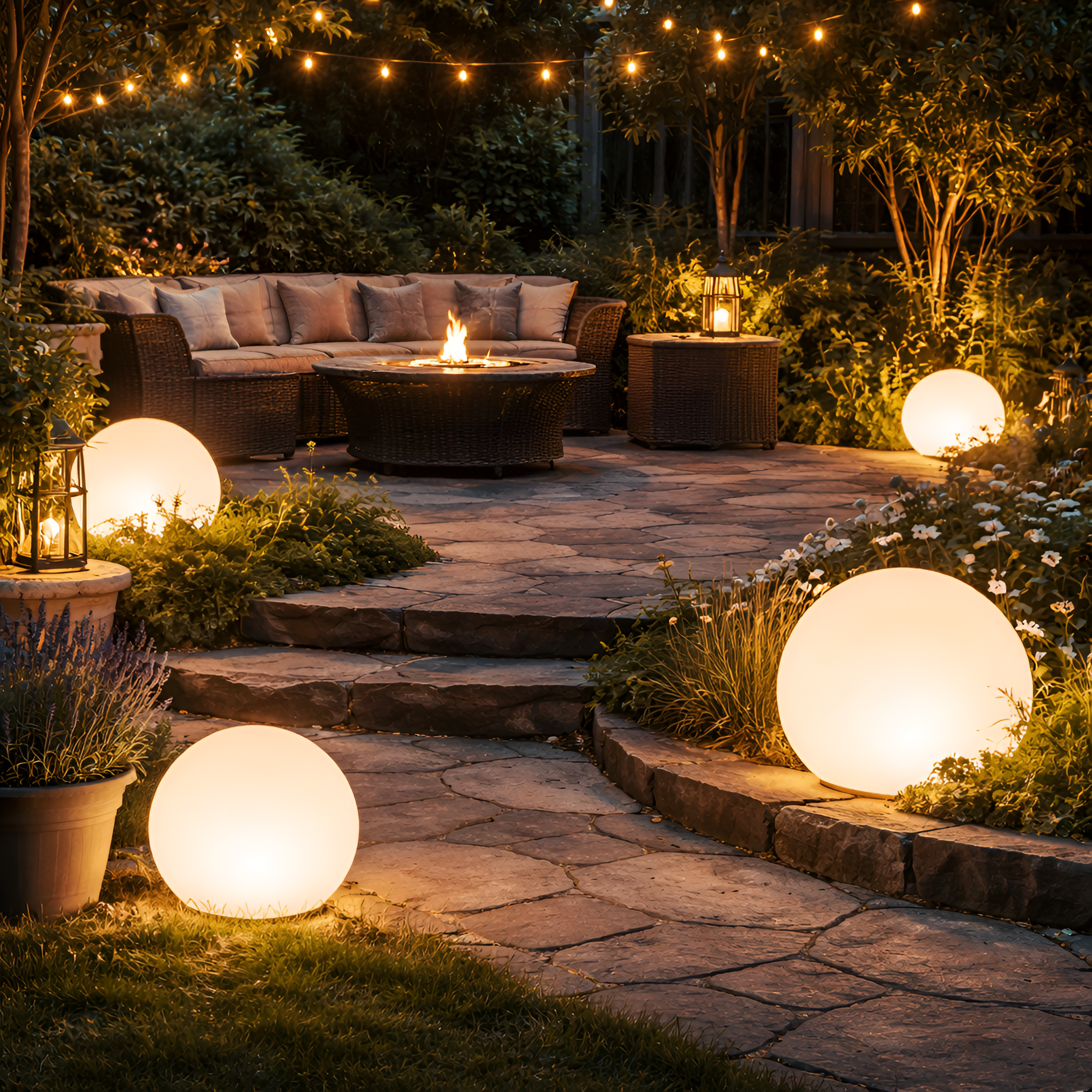 Owen - Lampada da giardino a LED a forma di sfera, impermeabile