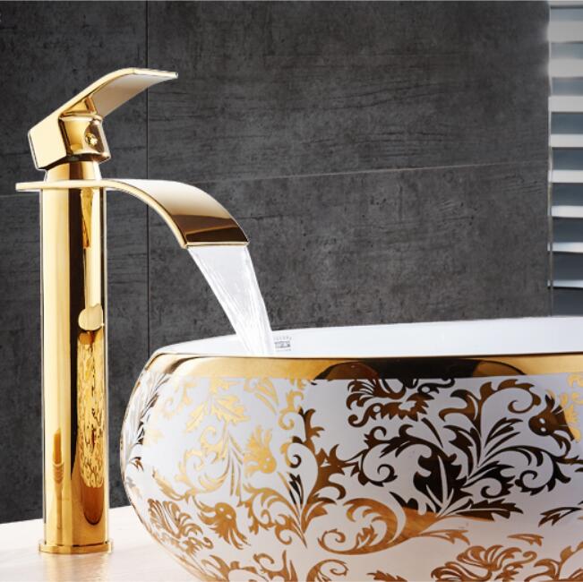Rubinetto lavabo a cascata in ottone, miscelatore lavabo