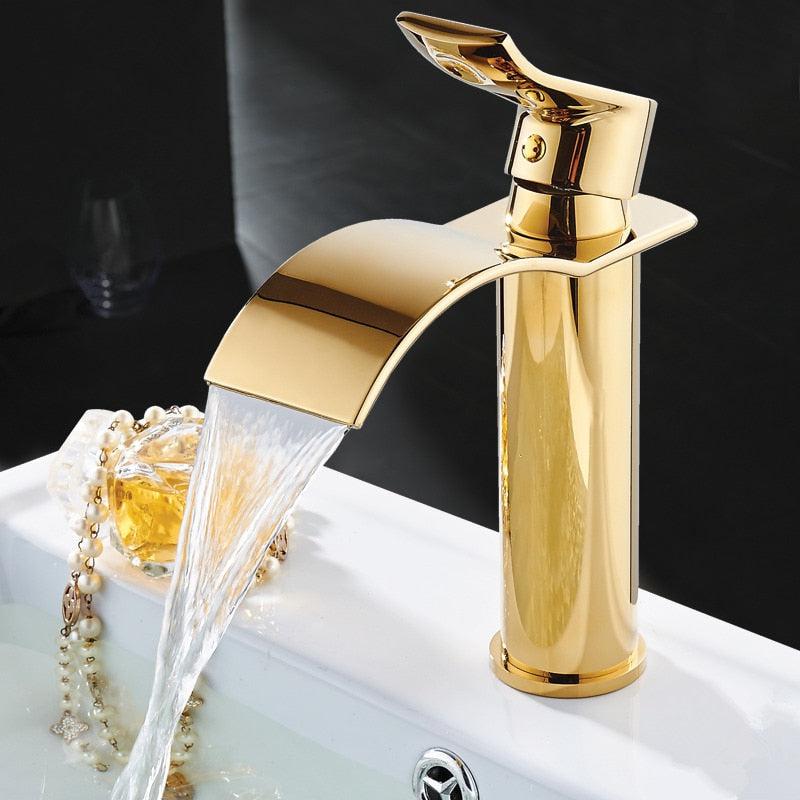 Rubinetto lavabo a cascata in ottone, miscelatore lavabo