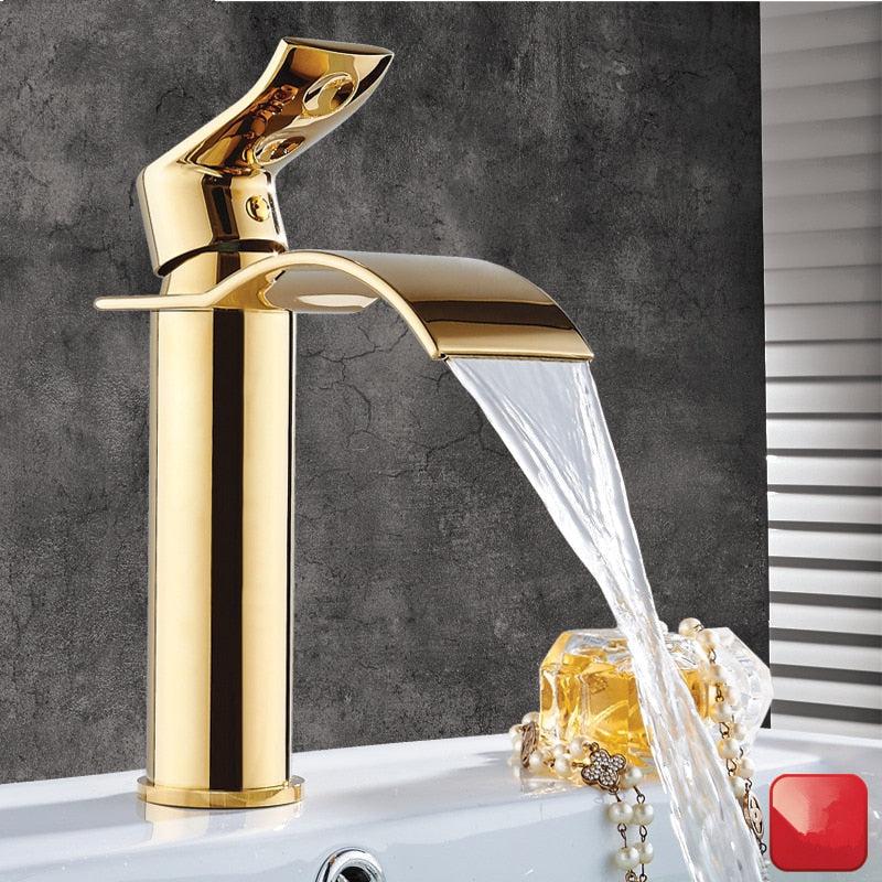 Rubinetto lavabo a cascata in ottone, miscelatore lavabo