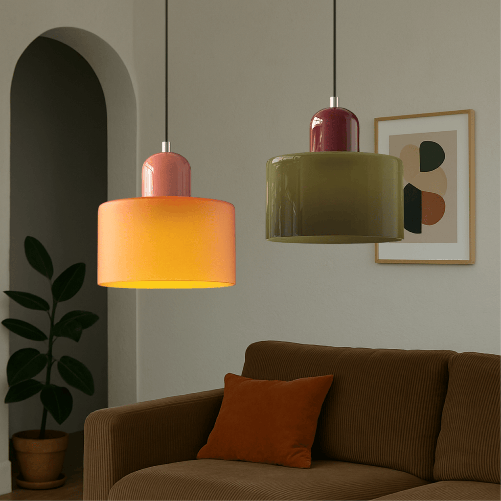 Lampada a sospensione in vetro colorato Bauhaus Design moderno