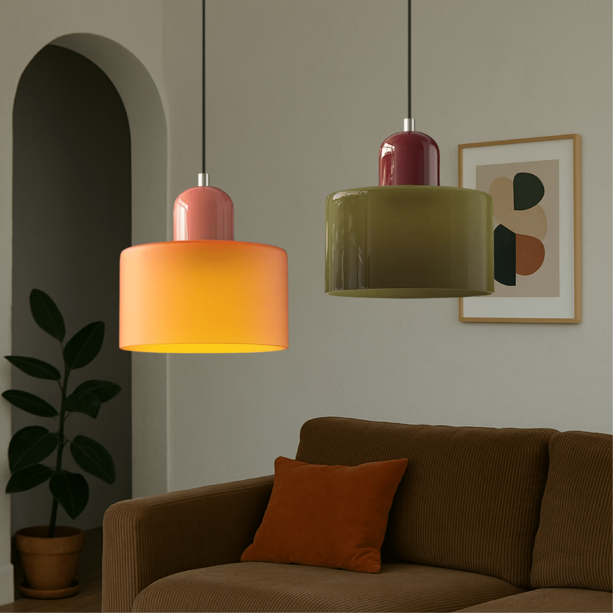 Lampada a sospensione in vetro colorato Bauhaus Design moderno