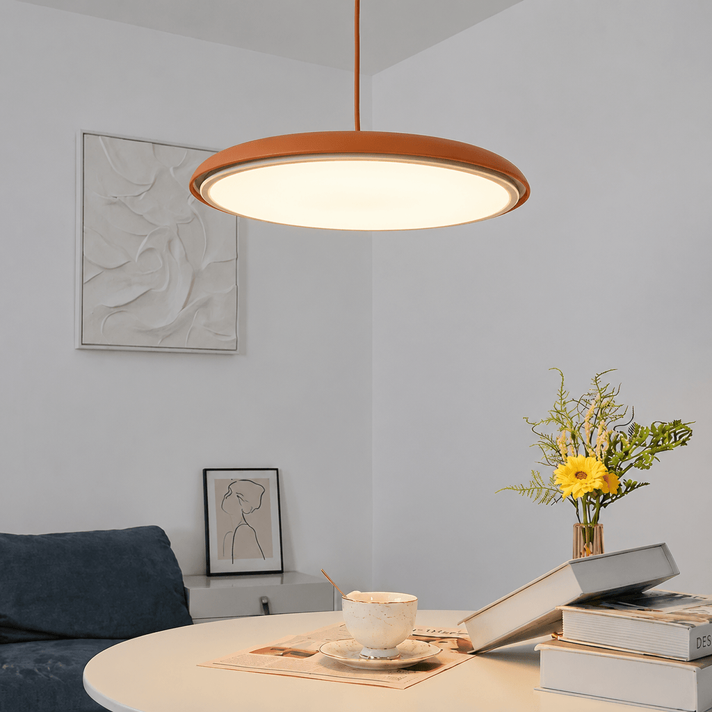 Lampada a sospensione Bauhaus LED con paralume rotondo piatto