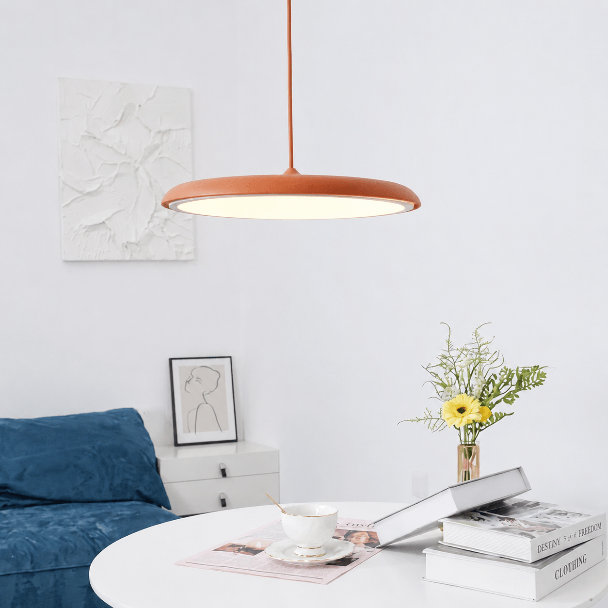 Lampada a sospensione Bauhaus LED con paralume rotondo piatto