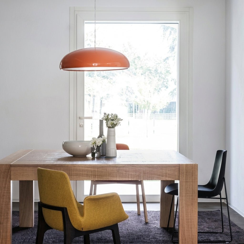 Lampada a sospensione Bauhaus con paralume a semisfera lucido