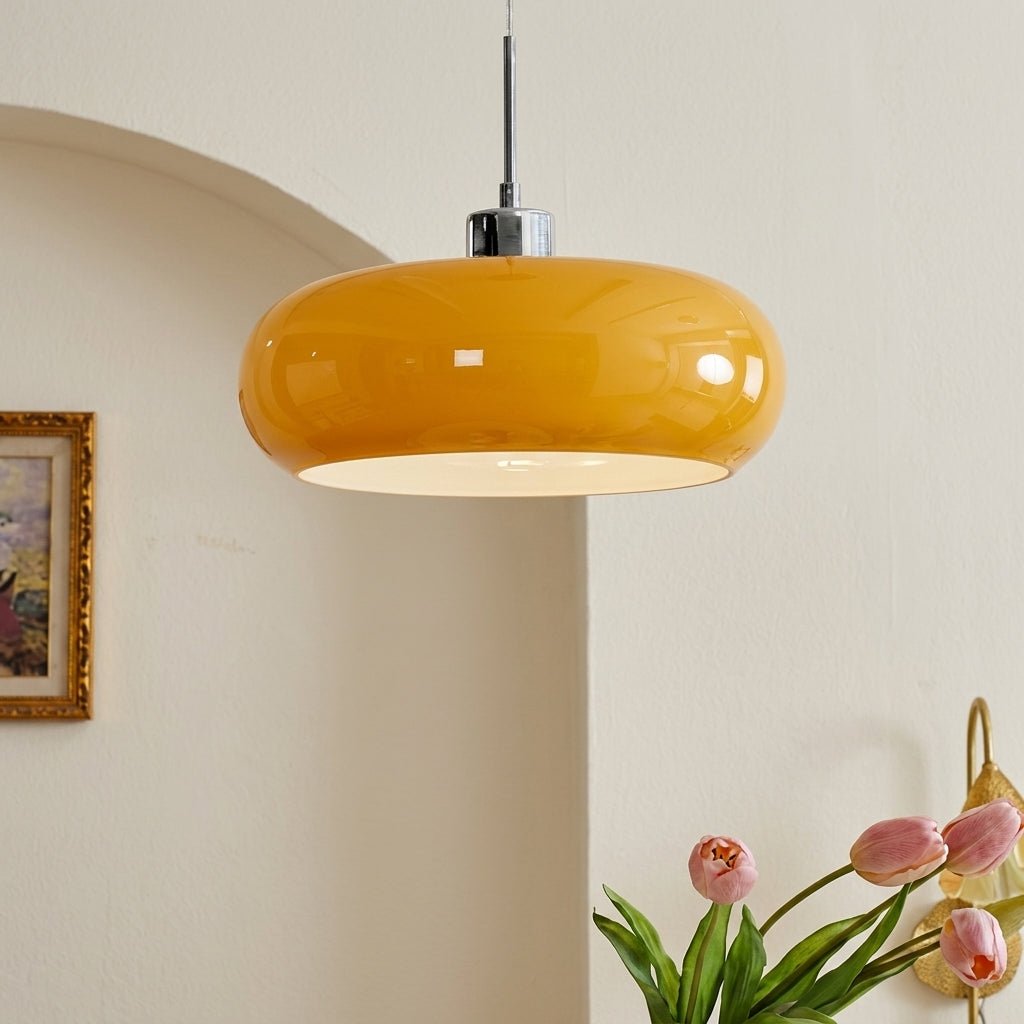 Lampada a sospensione Bauhaus con paralume a cupola rotonda