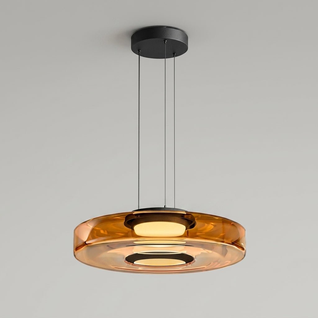 Lampada a sospensione Bauhaus con paralume rotondo traslucido