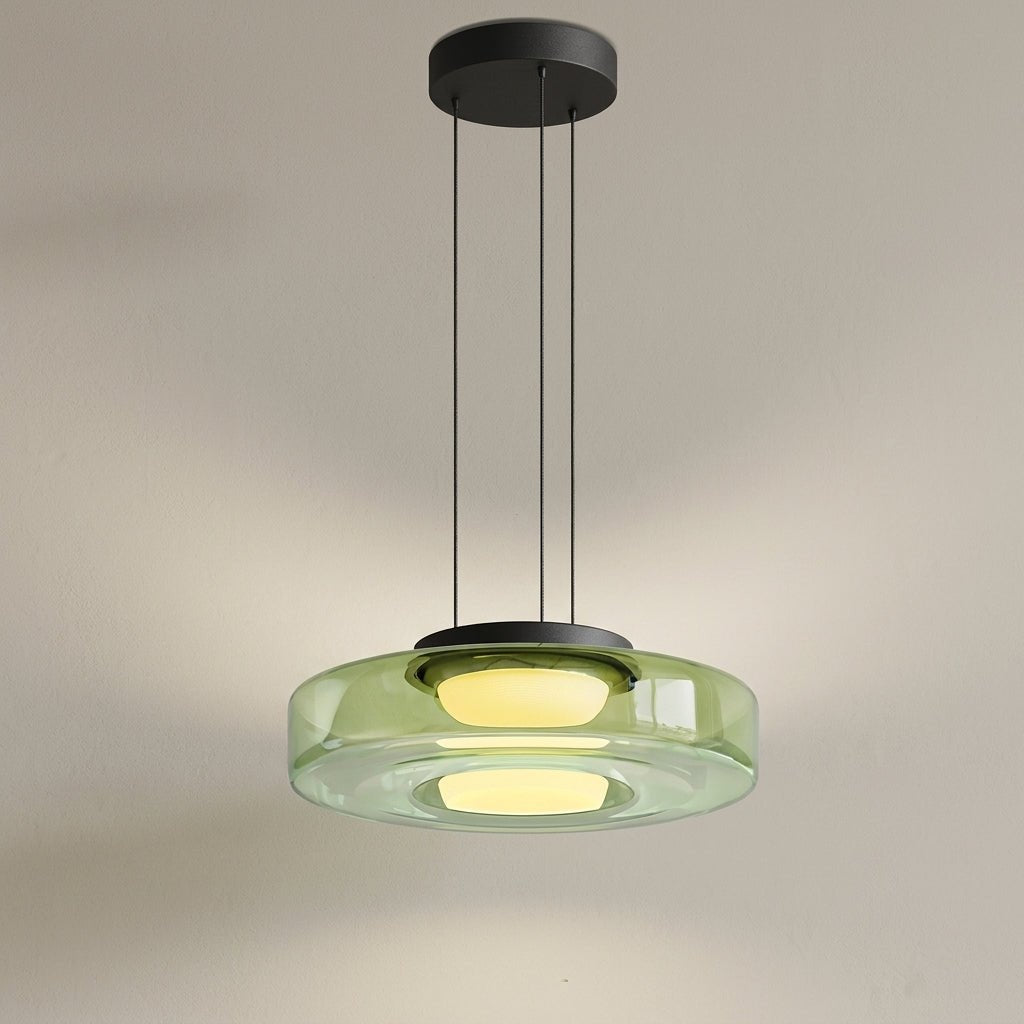 Lampada a sospensione Bauhaus con paralume rotondo traslucido