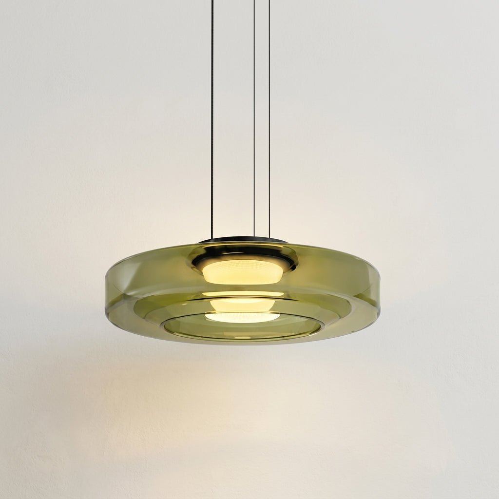 Lampada a sospensione Bauhaus con paralume rotondo traslucido
