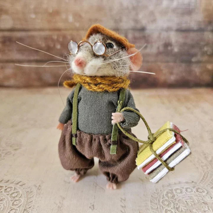 Topo in feltro fatto a mano | Decorazione natalizia & idea regalo | Feltro di lana e tessuto | Sostenibile