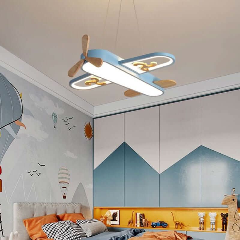 Lampada a Soffitto LED a Forma di Aereo per Stanza dei Bambini con Telecomando