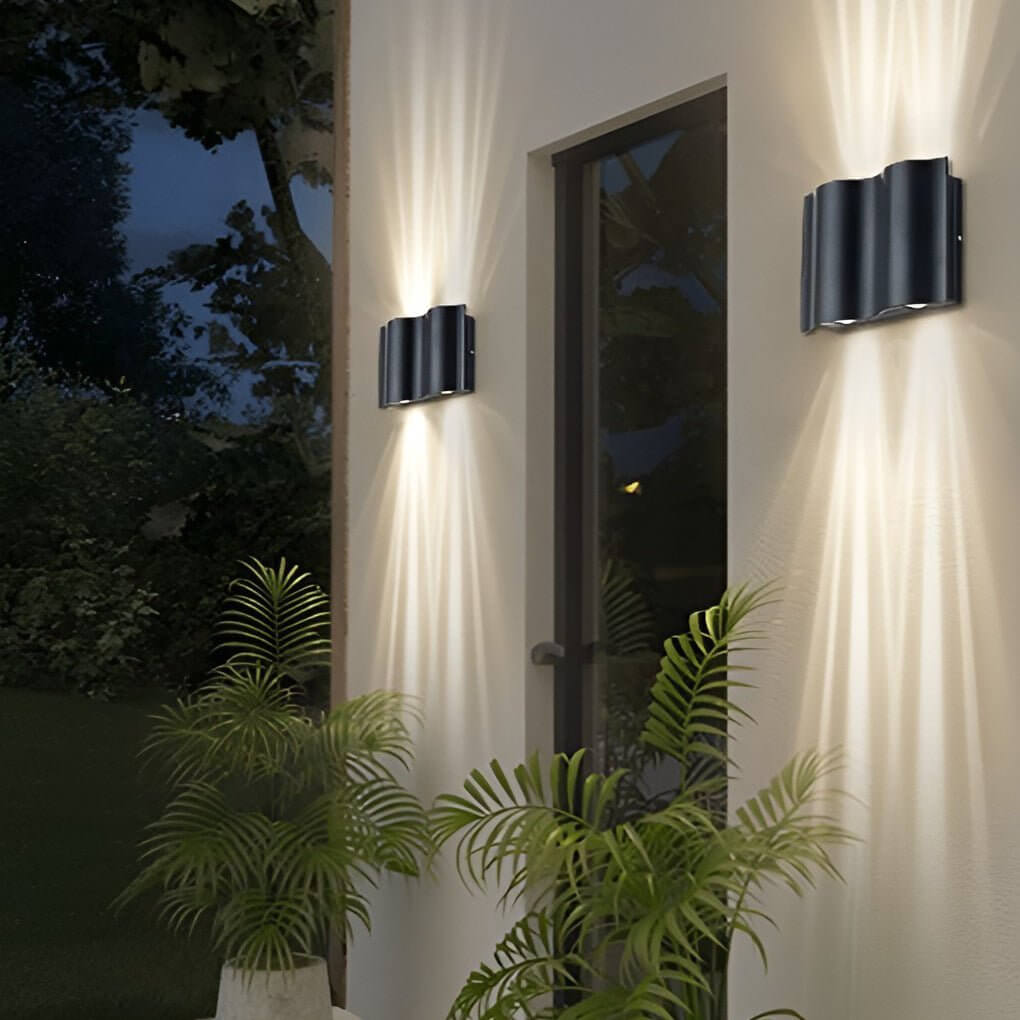 Tovex | Applique da Esterno Up Down, Design a Onde, Alluminio pressofuso, Classe IP54