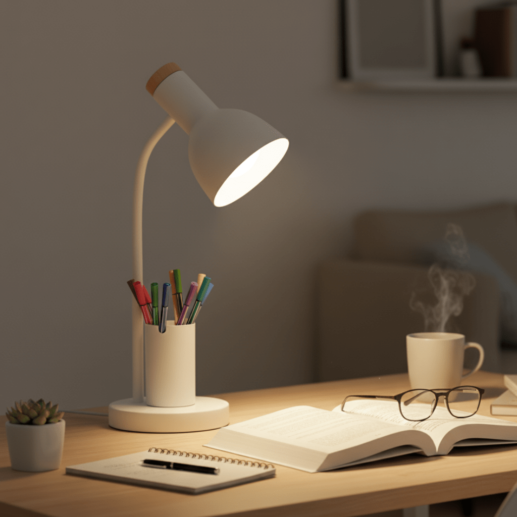 BRIGHTHOLD – Lampada da tavolo LED moderna con portapenne per scrivania e casa