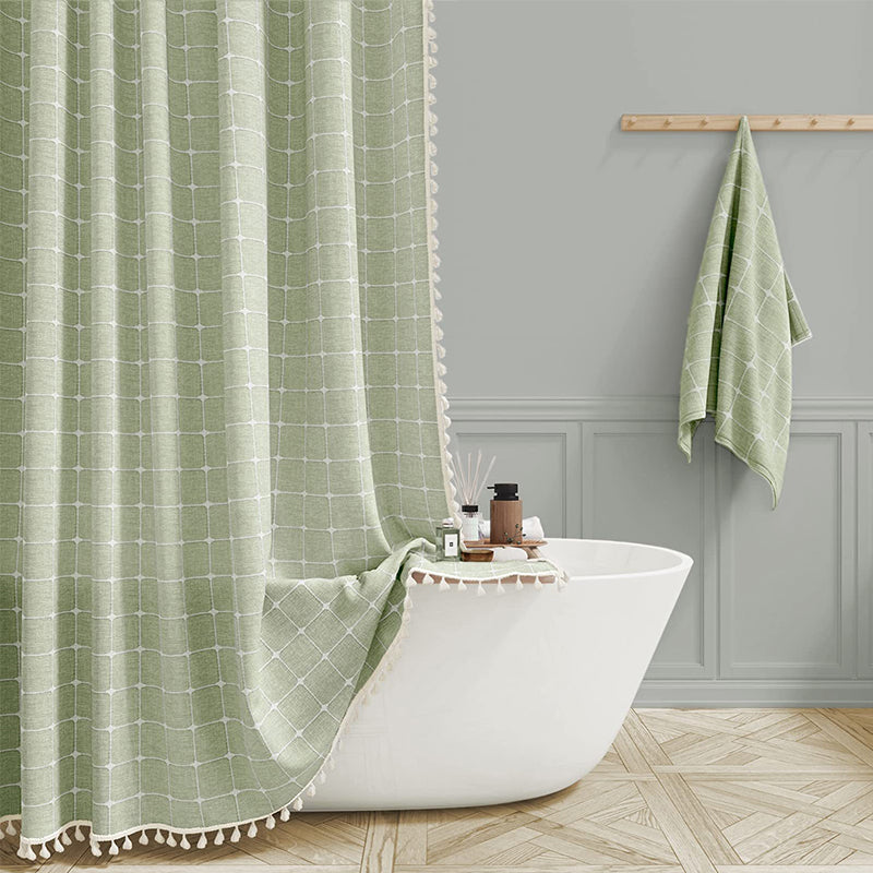 Tenda da Doccia Impermeabile in Lino Stile Bohemien