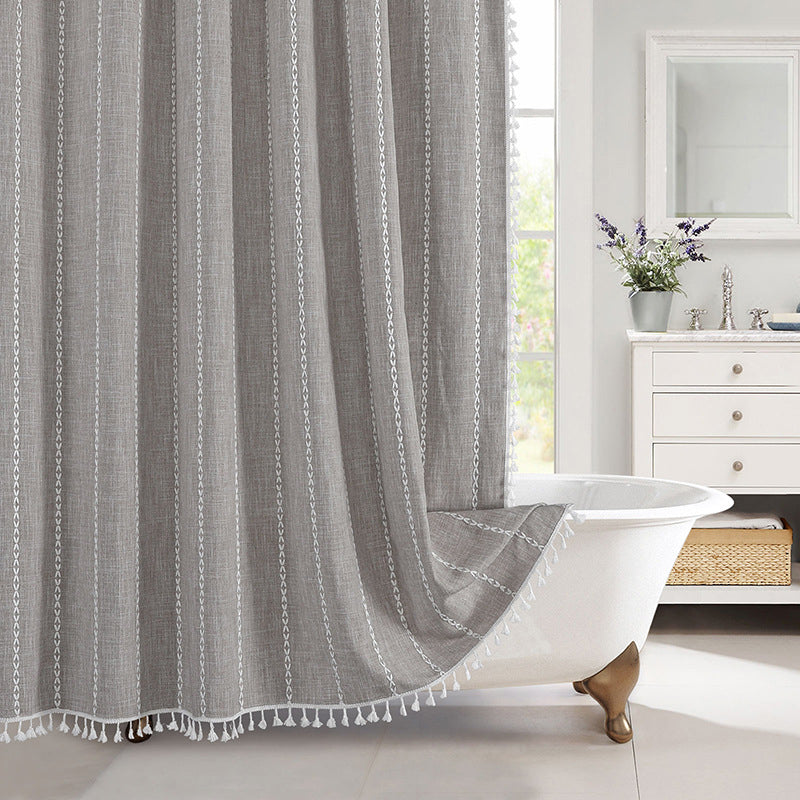 Tenda da Doccia Impermeabile in Lino Stile Bohemien