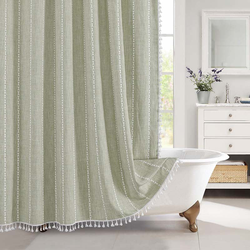 Tenda da Doccia Impermeabile in Lino Stile Bohemien