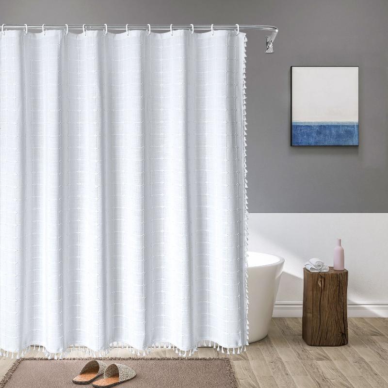 Bohemian Farmhouse Waterproof Linen Shower Curtain
