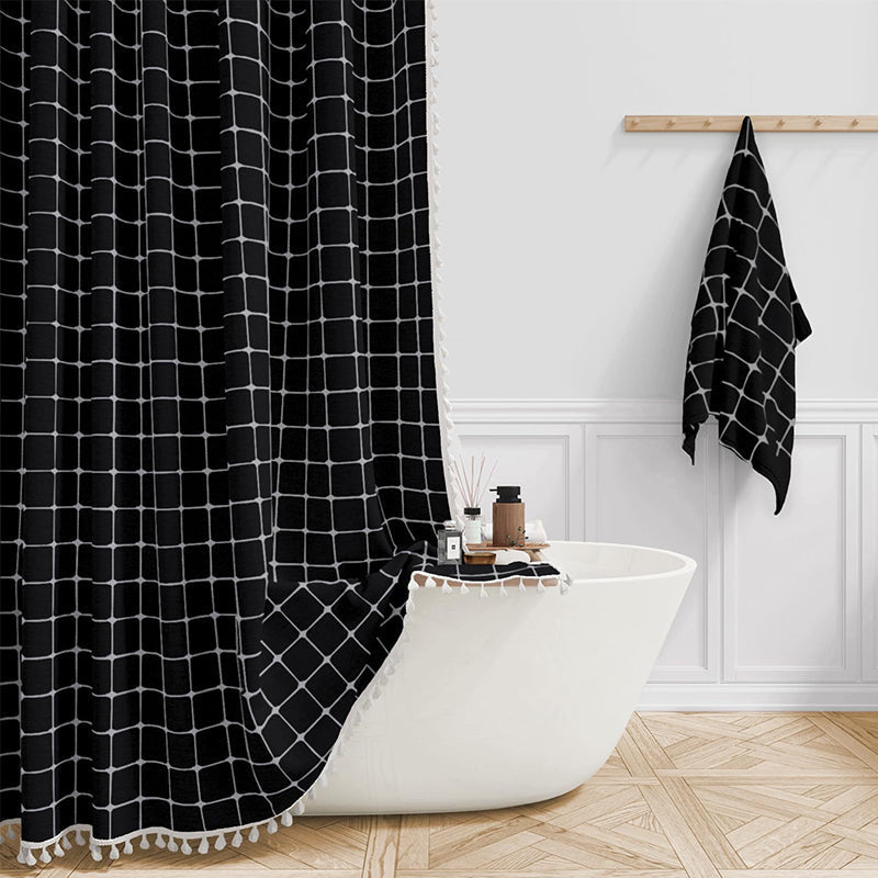 Bohemian Farmhouse Waterproof Linen Shower Curtain