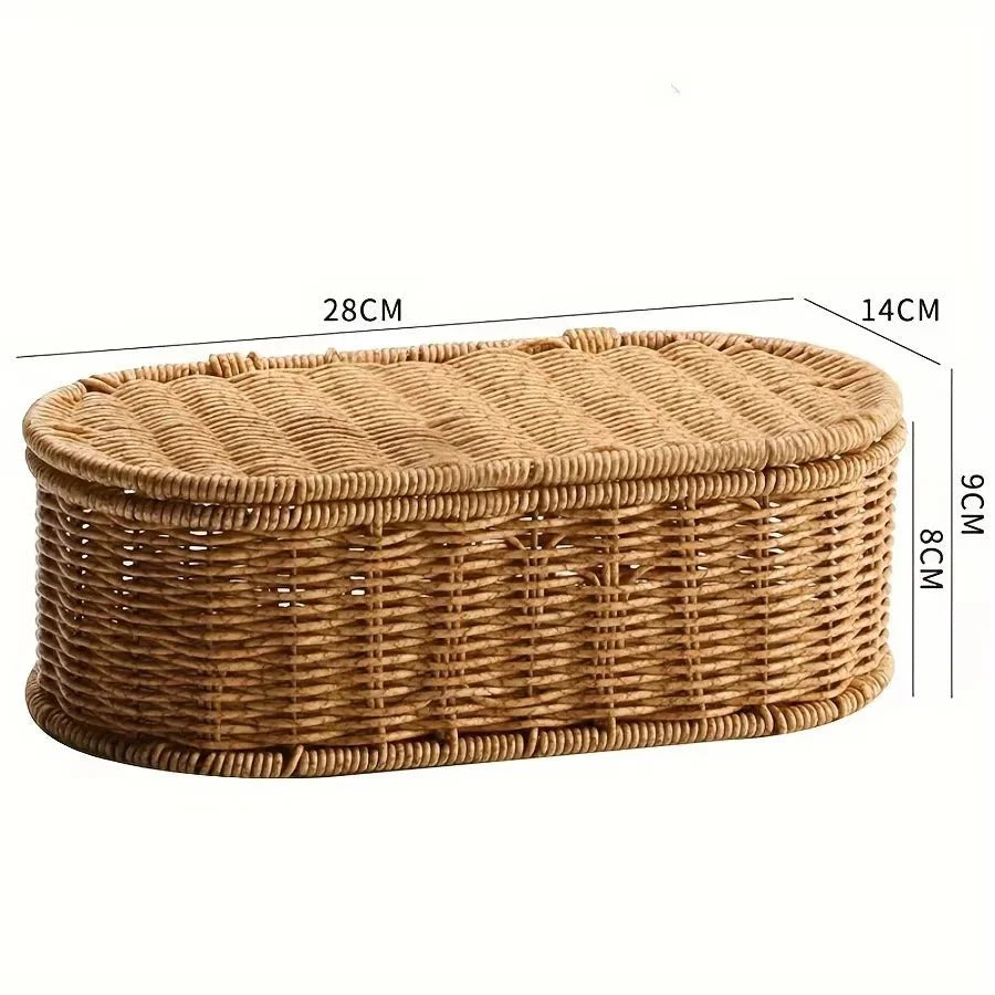 BOHOVINE – Cesto di Stoccaggio in Rattan Imitazione Bohemien per un'Organizzazione Elegante