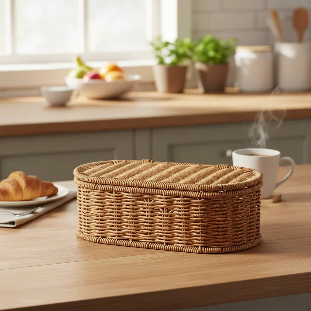 BOHOVINE – Cesto di Stoccaggio in Rattan Imitazione Bohemien per un'Organizzazione Elegante