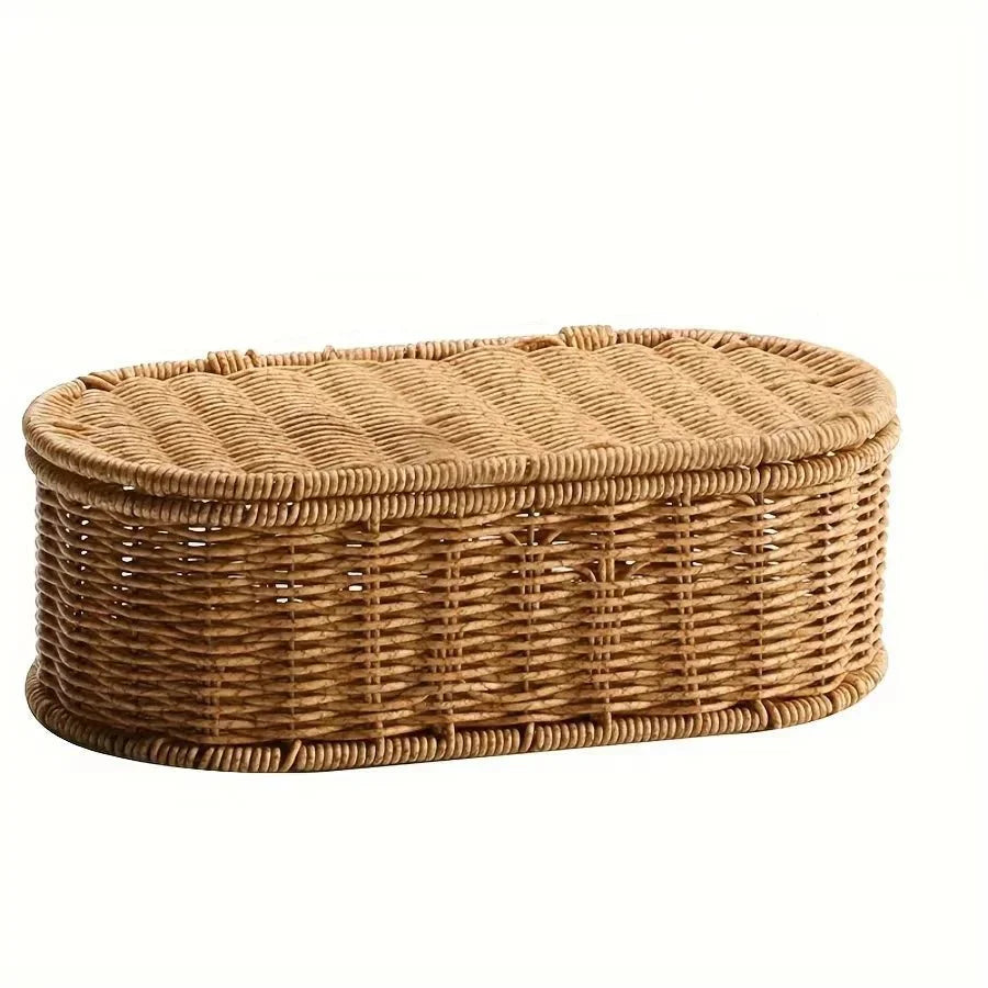 BOHOVINE – Cesto di Stoccaggio in Rattan Imitazione Bohemien per un'Organizzazione Elegante