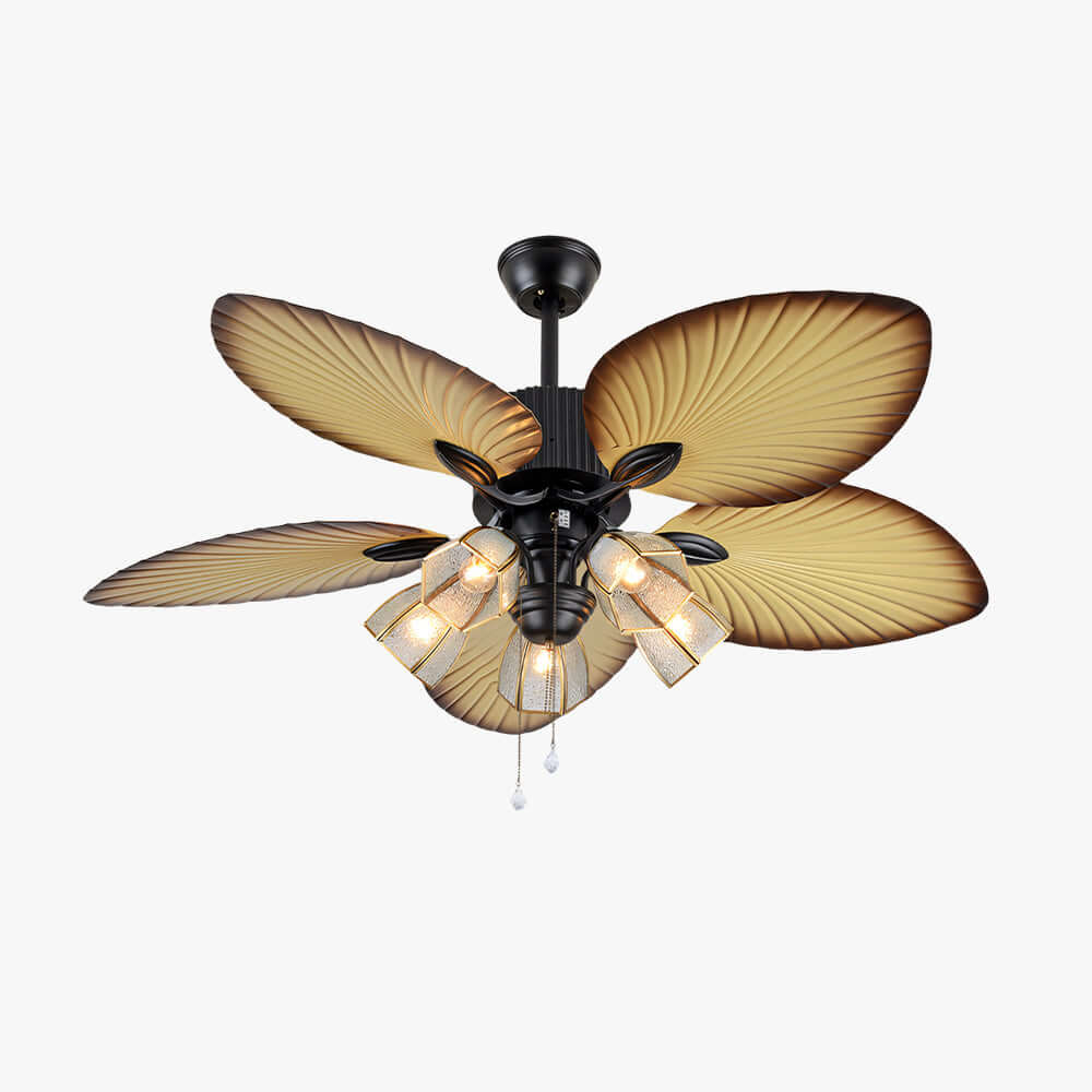 Bunai | Ventilatore da soffitto da 132 cm con paralume in vetro e attacco per lampadina E27, telecomando a 6 velocità per soggiorno