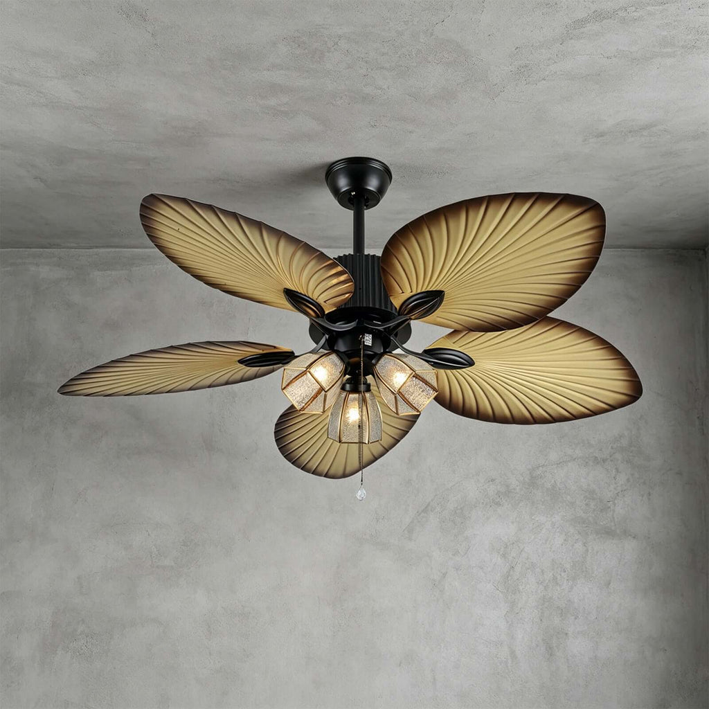 Bunai | Ventilatore da soffitto da 132 cm con paralume in vetro e attacco per lampadina E27, telecomando a 6 velocità per soggiorno