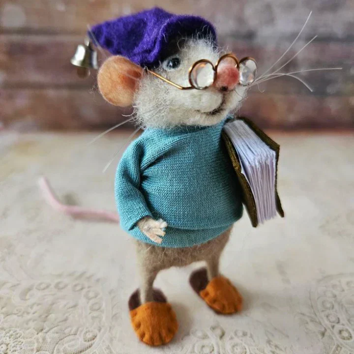 Topo in feltro fatto a mano | Decorazione natalizia & idea regalo | Feltro di lana e tessuto | Sostenibile