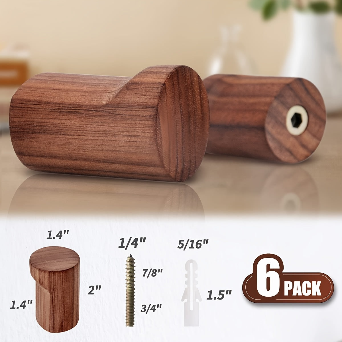 Gancio da parete in legno di noce