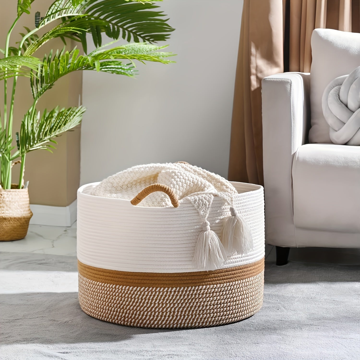 Cesto in Cotone Boho - Soluzione Elegante e Pratica