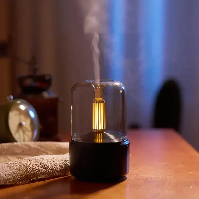 Diffusore LED Moderno con Effetto Fiamma e Oli Essenziali