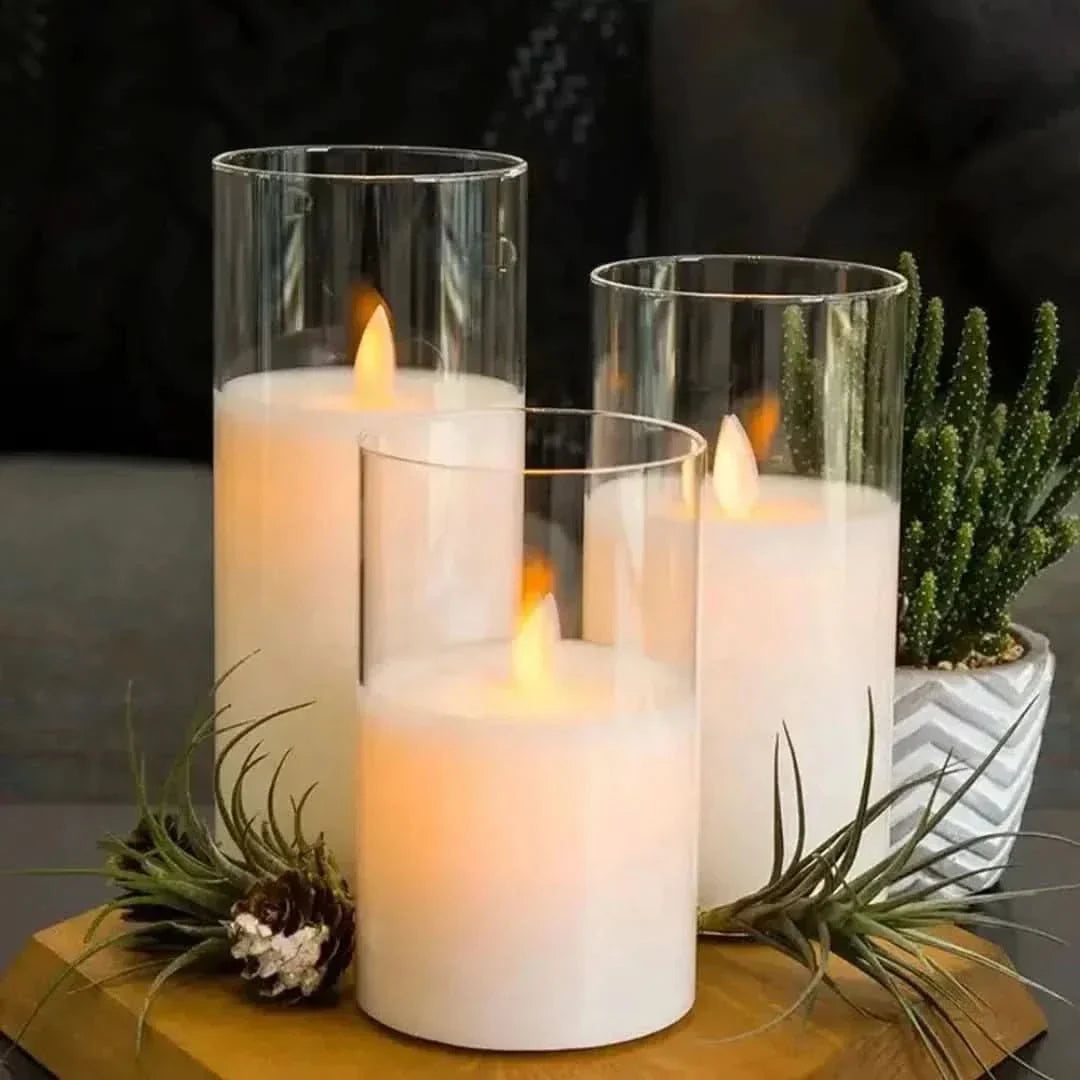 Set di Candele LED Senza Fiamma con Telecomando