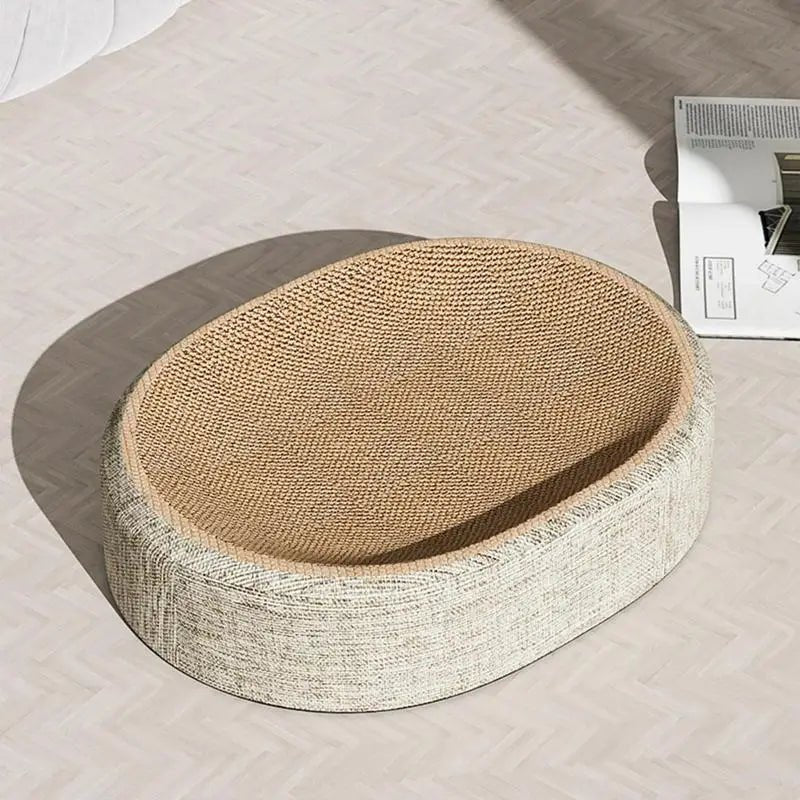 CATLOOM – Letto Ovale per Gatti in Sisal con Superficie Resistente per Graffi e Riposo Morbido