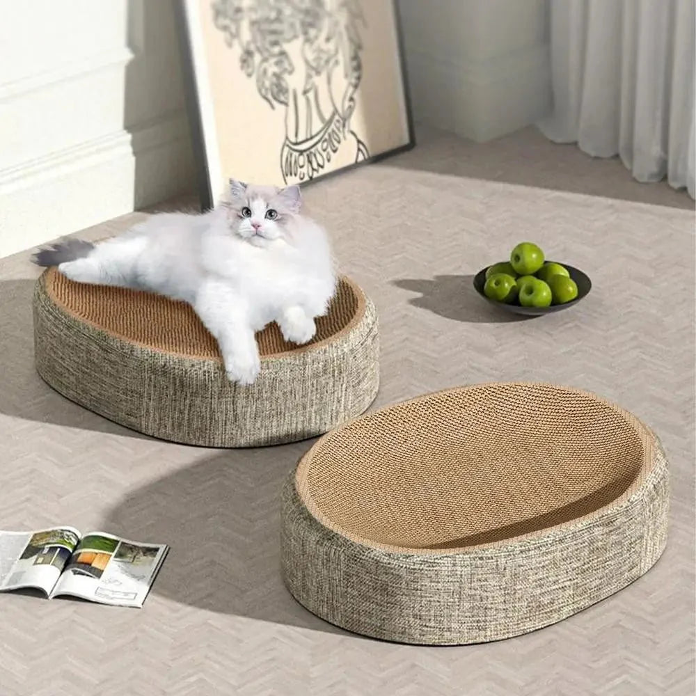 CATLOOM – Letto Ovale per Gatti in Sisal con Superficie Resistente per Graffi e Riposo Morbido