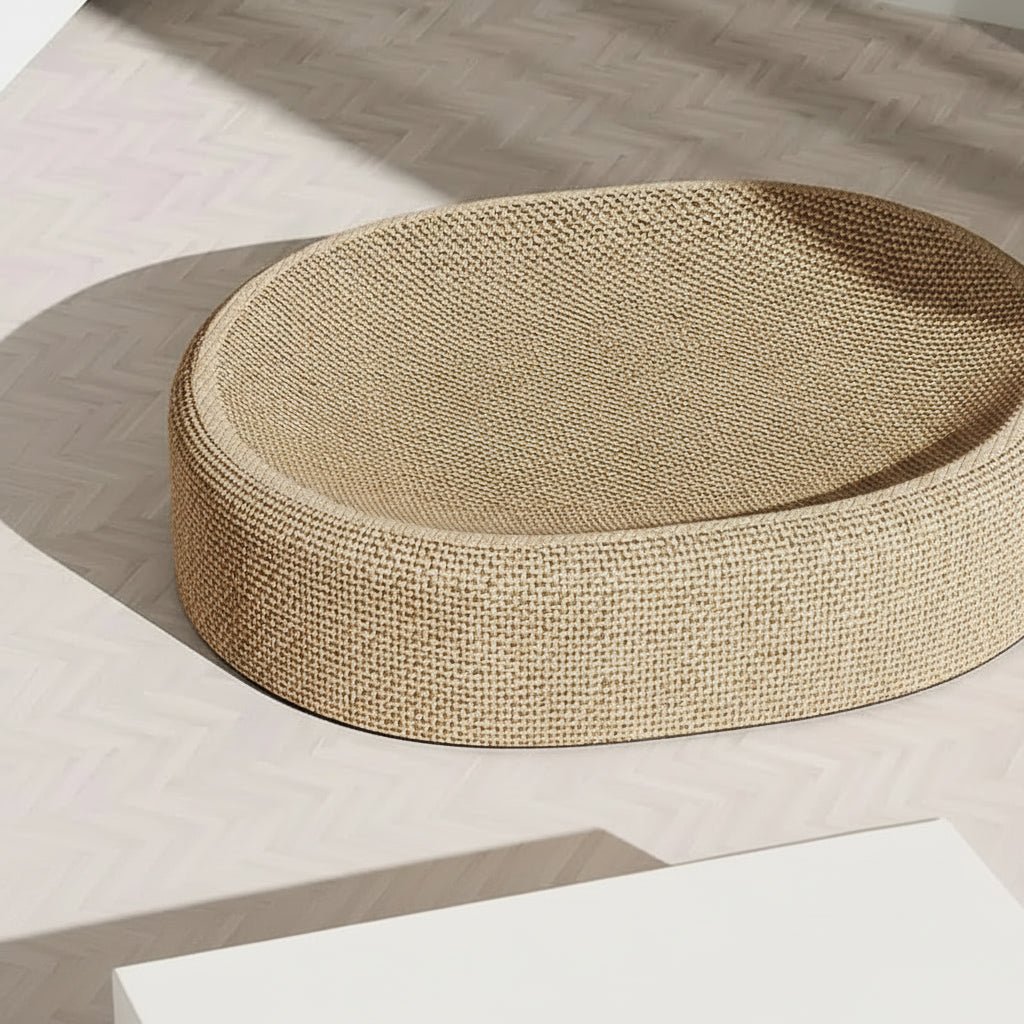 CATLOOM – Letto Ovale per Gatti in Sisal con Superficie Resistente per Graffi e Riposo Morbido