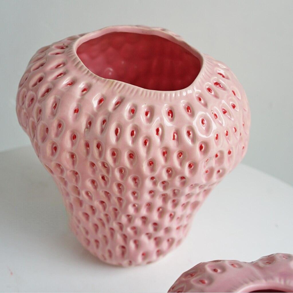 Vaso Decorativo in Ceramica a Forma di Fragola per Fiori e Decorazione da Tavolo