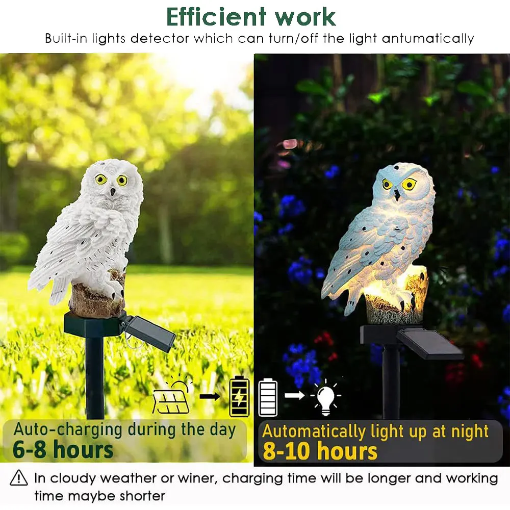 Set di Luci da Giardino Solari a Forma di Gufo LED