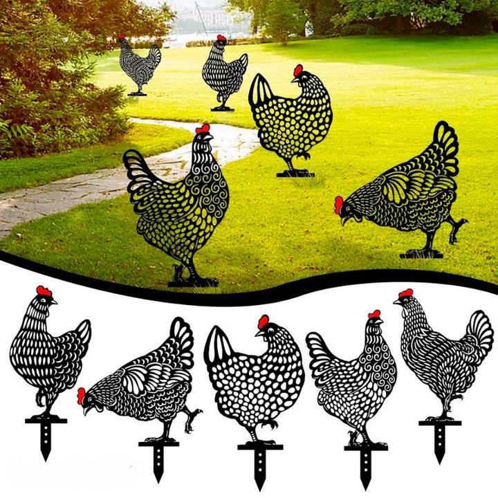 50% SCONTO | HappyChicken - Decorazione da Giardino con Galline - Set di 5 [Ultimo Giorno di Sconto]