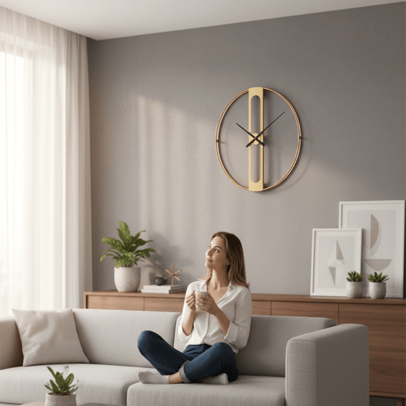 CHRONOLUX – Orologio da Parete in Metallo Oro e Nero da 50 cm per Decorazioni Moderne