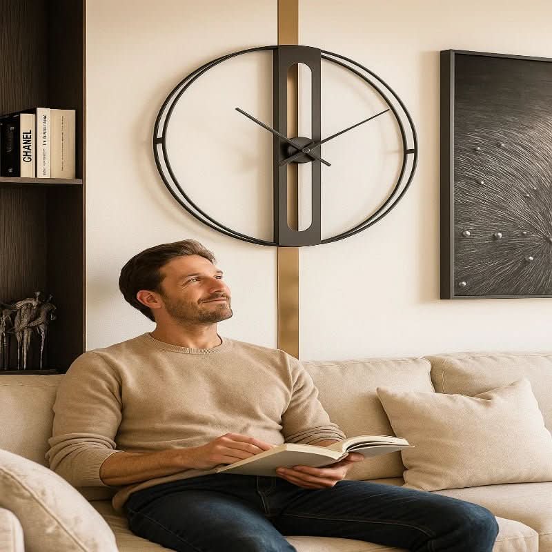 CHRONOLUX – Orologio da Parete in Metallo Oro e Nero da 50 cm per Decorazioni Moderne