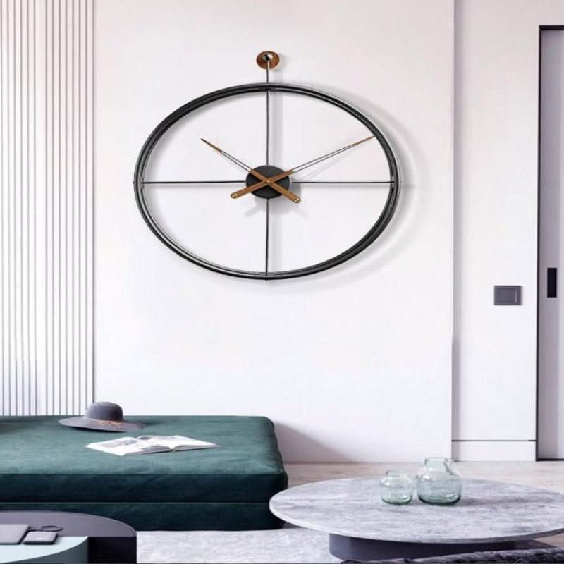 CHRONOLUX – Orologio da Parete in Metallo Oro e Nero da 50 cm per Decorazioni Moderne