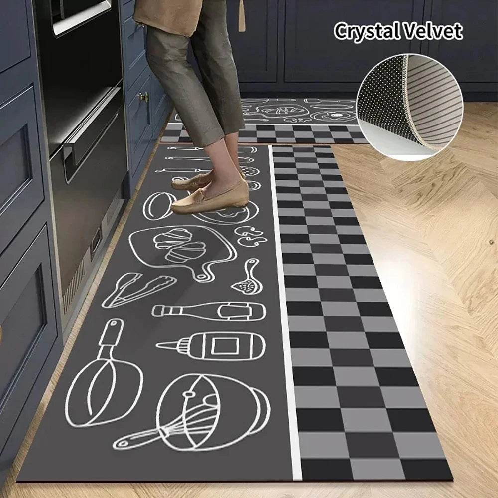 CLEANLY SOFTSTEP – Tappetino da Cucina in Velluto Cristallo Antiscivolo per un Comfort Elegante in Casa