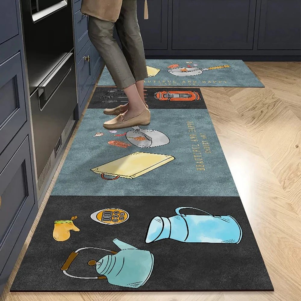 CLEANLY SOFTSTEP – Tappetino da Cucina in Velluto Cristallo Antiscivolo per un Comfort Elegante in Casa