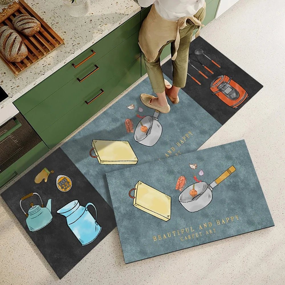 CLEANLY SOFTSTEP – Tappetino da Cucina in Velluto Cristallo Antiscivolo per un Comfort Elegante in Casa